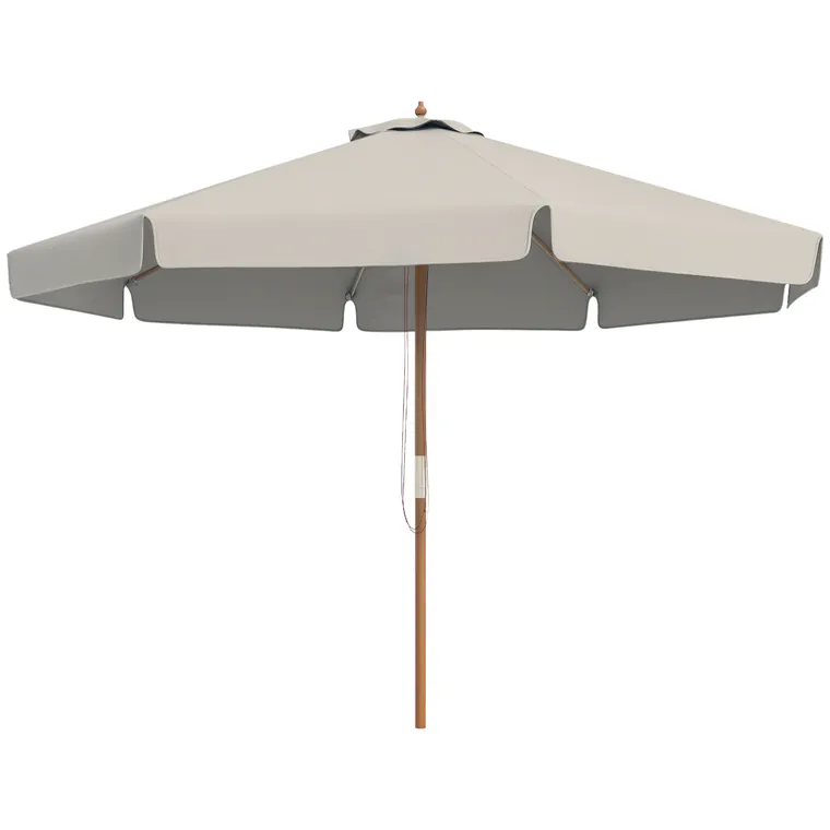 Outsunny Umbrelă de Grădină cu Corzi, Deschidere Reglabilă și Orificii de Ventilație, Ø325x250 cm, Gri | Aosom Romania