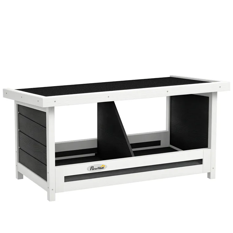 PawHut Cuibar pentru Găini cu 2 Zone, Bază Înălțată și Acoperiș din Bitum, 66x37x34 cm, Gri | Aosom Romania