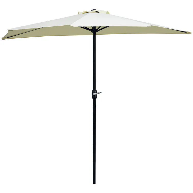Outsunny Umbrelă Semicirculară de Perete cu Manivelă și 5 Spițe, 2.6x1.35x2.3 m, Bej | Aosom Romania