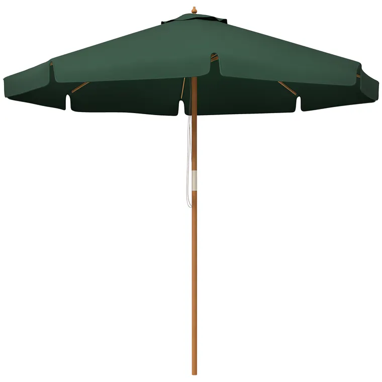 Outsunny Umbrelă de Grădină cu Corzi, Deschidere Reglabilă și Orificii de Ventilație, Ø325x250 cm, Verde | Aosom Romania