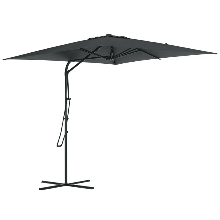 Outsunny Umbrelă de soare pătrată de exterior 2,5 x 2,5 m, umbrelă de grădină protecție UV bază cruciformă inclusă gri închis | Aosom Romania