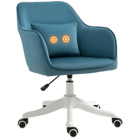 HOMCOM Scaun de birou din catifea fauteuil bureau masant, cu pernă lombară integrată, înălțime reglabilă, pivotant la 360°, albastru | Aosom Romania