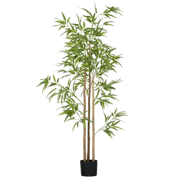 HOMCOM Plantă artificială Bambus arbore artificial înălțime 180 cm cu ghiveci, decor interior, foarte realist | Aosom Romania