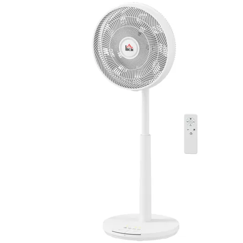 HOMCOM Ventilator de podea, Aer condiționat, 3 moduri, Afișaj LED, oscilant, material plastic, Alb | Aosom Romania