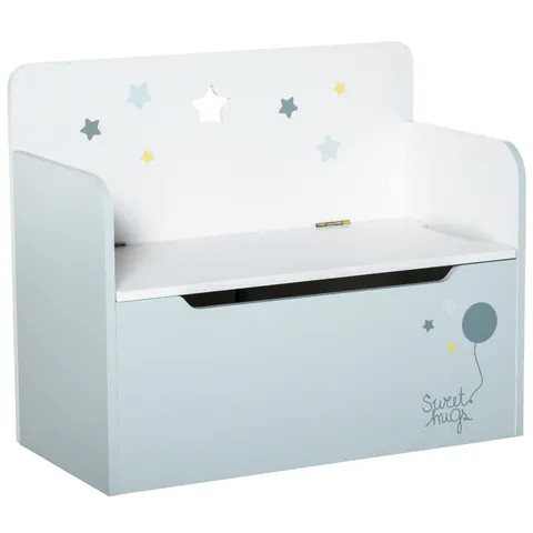 HOMCOM Bancă de Depozitare Portabilă pentru Jucării 2 în 1, Ladă cu Spătar pentru Copii de 3-6 Ani, 60x30x50 cm, Albastru | Aosom Romania