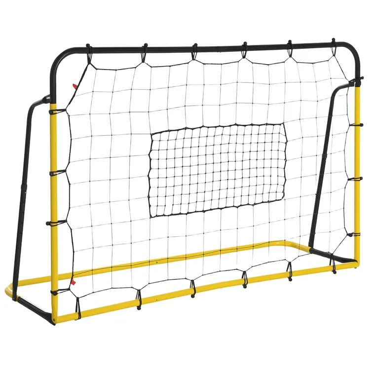 HOMCOM Filet de rebot de fotbal, 184L x 123H cm, rebot de fotbal, 5 unghiuri reglabile de la 60° la 90°, galben și negru | Aosom Romania