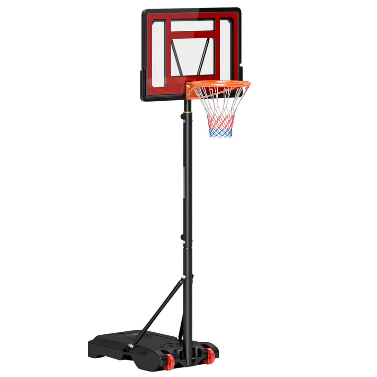 HOMCOM Suport de basket cu roți, Coș de basket reglabil, independent, Plastic, Oțel, 75L x 83L x 205-261H cm | Aosom Romania