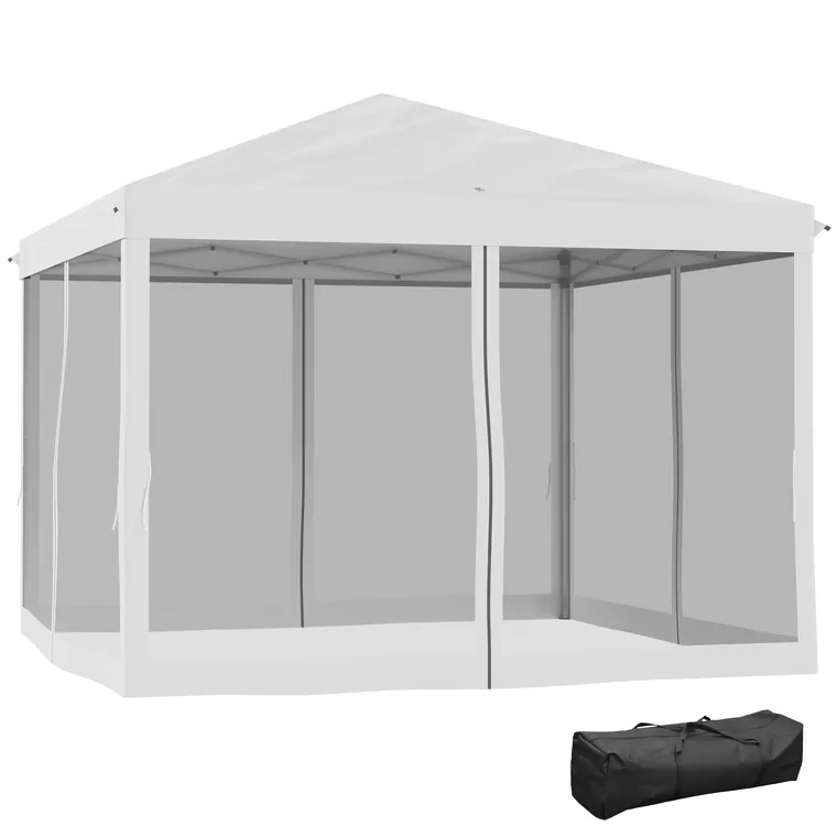 Outsunny Tonelă pop-up Barnum Pliant Stil Colonial 3 x 3 m 4 plase de țânțari + Geantă de Transport crem | Aosom Romania
