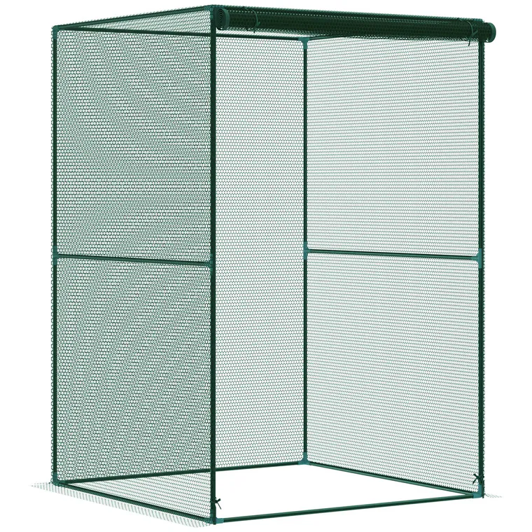 Outsunny Jaula de Cultivo para Plantas 120x120x180 cm cu Ușă Enrollabilă și Structură din Oțel pentru Grădină Terrasă Culoare Verde | Aosom Romania