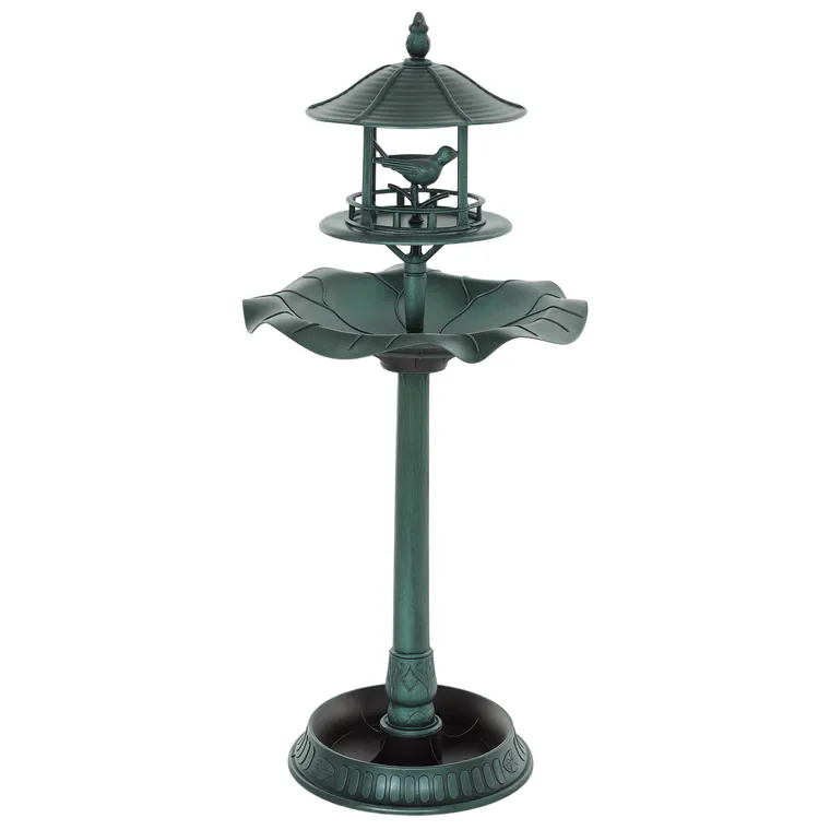 Outsunny Bain d'oiseaux Adăpător pentru Păsări ghiveci 3 în 1 Ø 50 x 113 cm polipropilenă verde-grizonat | Aosom Romania