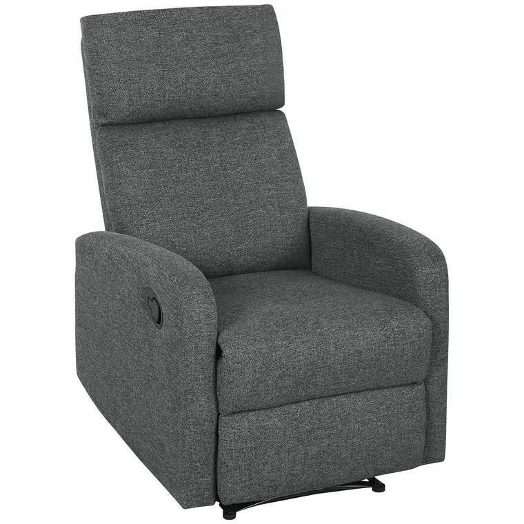 HOMCOM Fotoliu de relaxare, fotoliu de odihnă reglabil cu suport pentru picioare ajustabil, fotoliu de living modern cu material textil, Gri | Aosom Romania