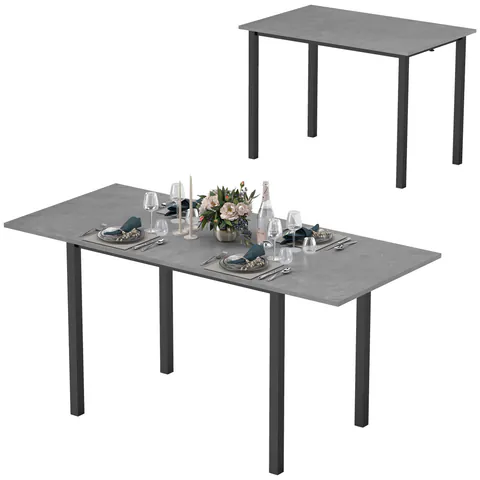 HOMCOM Masă de dining extensibilă masă de bucătărie design modern cu blat mare 6 persoane cadrul din oțel gri închis | Aosom Romania