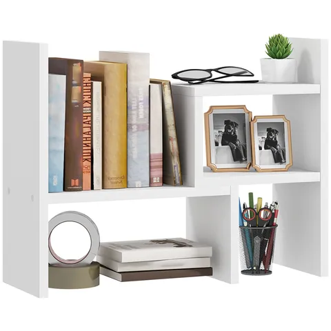 HOMCOM Raft de birou modular, organizator de birou multifuncțional, 2 piese, MDF, alb | Aosom Romania