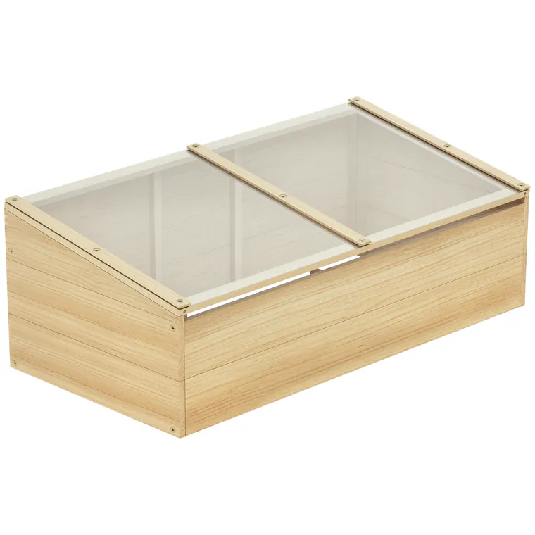 Seră de lemn Outsunny Frigider Seră Frigider Sistem de grădinărit și grădinărit pentru balcon, 100 x 50 x 35 cm, Natural, Molid, placă PC | Aosom Romania