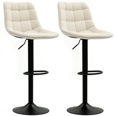 HOMCOM Scaune de bar moderne, Set de 2 scaune de bar pivotante cu spatar, reglabile in inaltime, cu suport pentru picioare, tapitate, Bej | Aosom Romania