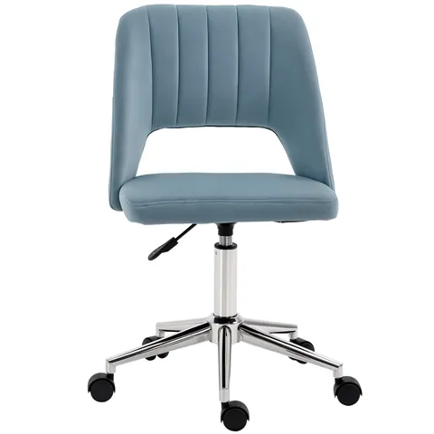 Vinsetto Scaun de birou, Înălțime ajustabilă Scaun de birou fără brațe, Drehbar Bürostuhl cu aspect de catifea, Scaun de schmink ergonomic pentru dormitor, birou acasă, Albastru | Aosom Romania