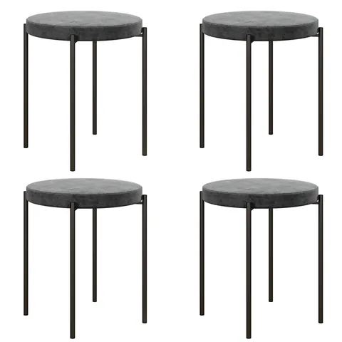 HOMCOM Set de 4 taburete de bucătărie, empilabile, stil catifea, până la 100 kg, cadru din oțel, 41,5 x 41,5 x 46 cm, Gri închis | Aosom Romania