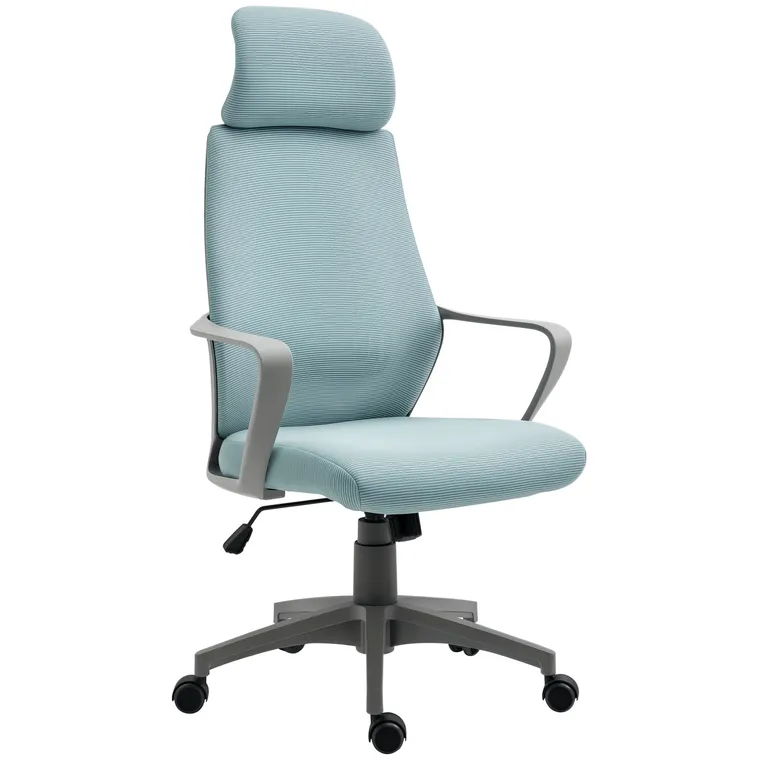 Vinsetto Scaun de Birou Ajustabil cu Suporturi pentru Brațe Suport pentru Cap și Funcție de Balansare Greutate Suportată 120 kg 64x55x116-126 cm Albastru | Aosom Romania