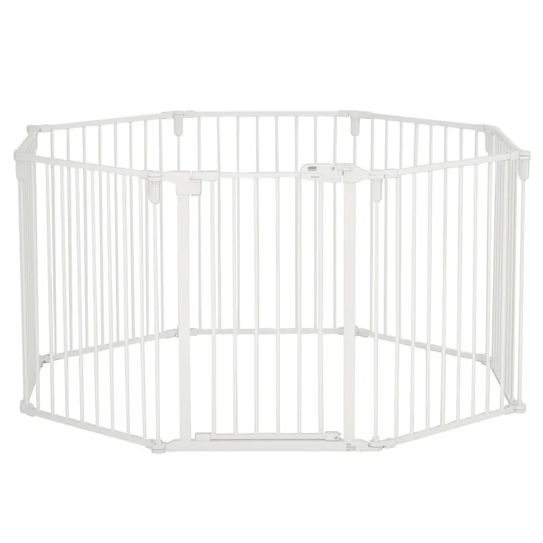 PawHut Welpenauslauf Freigehege pentru câini Grilaj de protecție cu ușă Grilaj de protecție pentru șeminee flexibil pliabil 8 panouri fiecare de 60 x 76 cm Alb | Aosom Romania