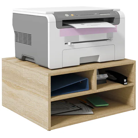 HOMCOM Organizator birou aspect lemn cu 3 compartimente, suport imprimantă dim. 47L x 40l x 22,5H cm | Aosom Romania