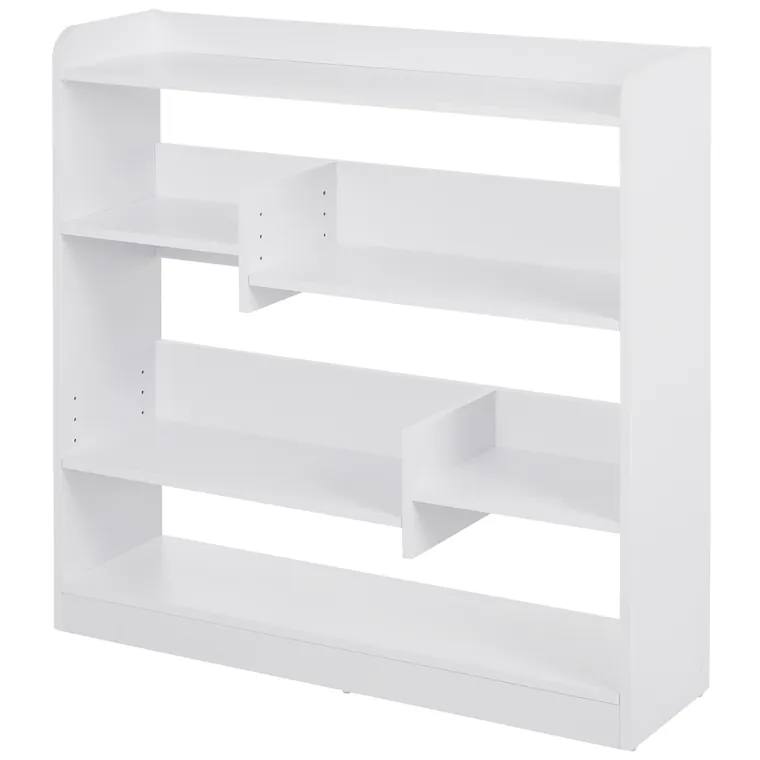 HOMCOM Bibliotecă etajeră Mobilier de Depozitare dim. 90L x 24l x 91H cm 4 Niveluri 3 Panouri din Spate Plăci din Particule Alb | Aosom Romania