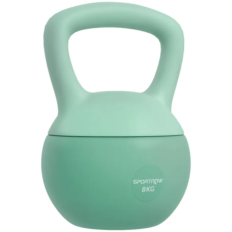 SPORTNOW Kettlebell 8 kg Kettlebell Relleno de Arena Metálica y Mango Antiderapant pentru Antrenament Acasă 19x19x28 cm Verde | Aosom Romania