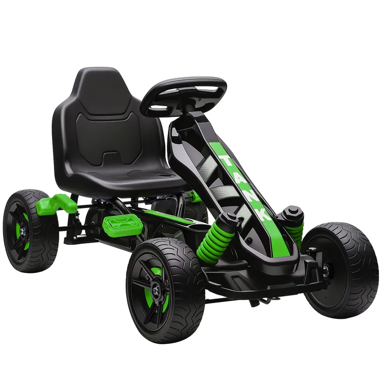AIYAPLAY Karting cu pedale pentru copii, karting copii 3-6 ani cu ambreiaj automat, frână, roți EVA anti-alunecare, verde | Aosom Romania