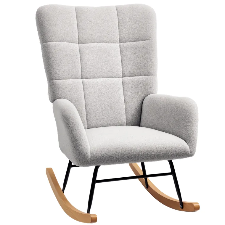 HOMCOM Fotoliu cu leagăn, husă moale, capitonaj gros, antiderapant, Gri deschis | Aosom Romania