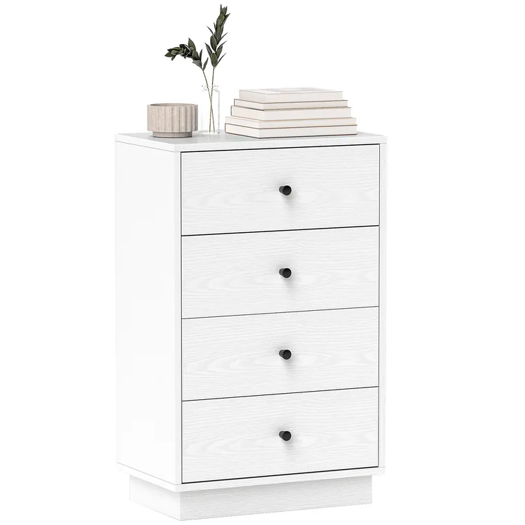 HOMCOM Comoda 4 sertare moderna, mobilier de depozitare pentru camera de zi, living, intrare, 47 x 29 x 75 cm, alb | Aosom Romania
