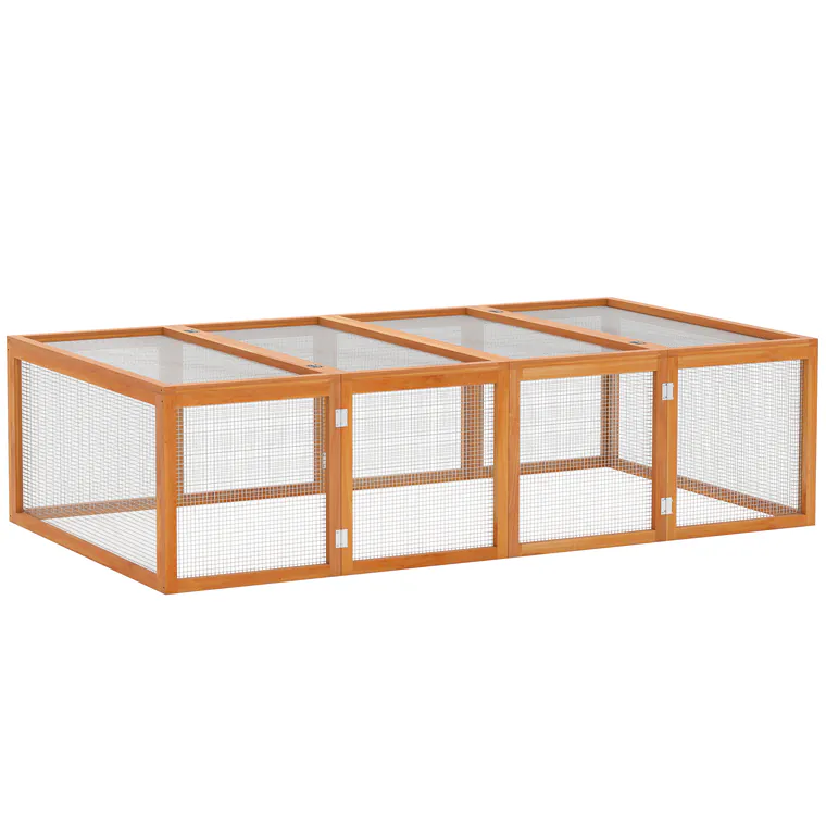 PawHut Clapier cușcă pentru iepuri exterior interior 2 uși superioare 181L x 100l x 48H cm lemn masiv pin | Aosom Romania