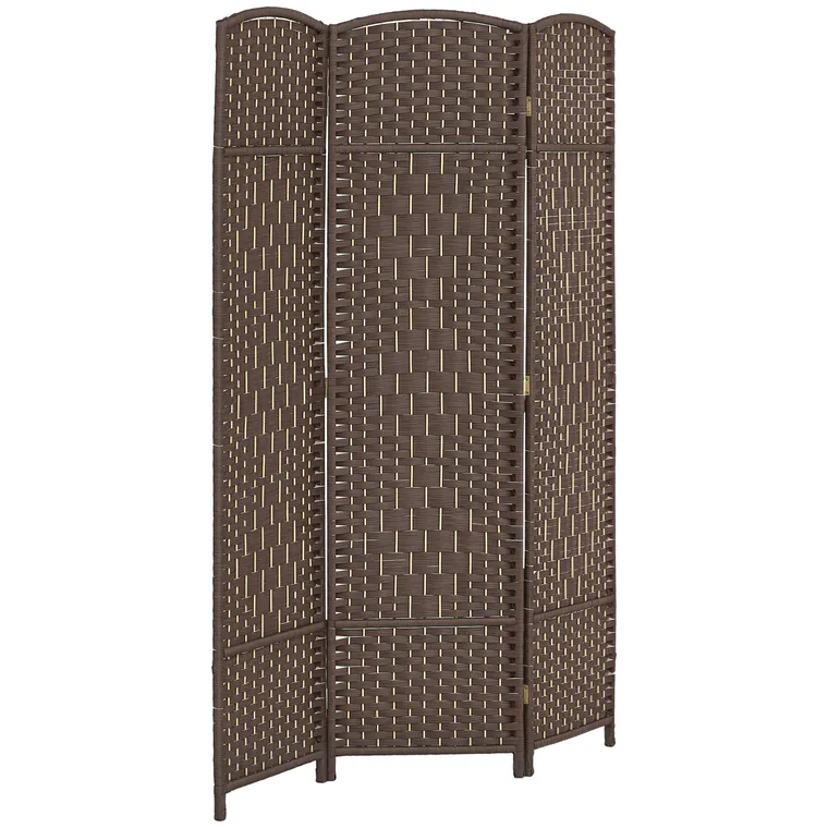 HOMCOM Paravan interior din lemn 3 panouri separator de cameră pliabil pentru living dormitor 135 x 180 cm maro | Aosom Romania