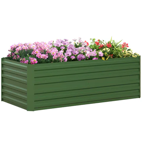Outsunny Grădină elevate patrulater legume pat jardiniere cu tuburi de armare din oțel galvanizat 180 x 90 x 59 cm | Aosom Romania