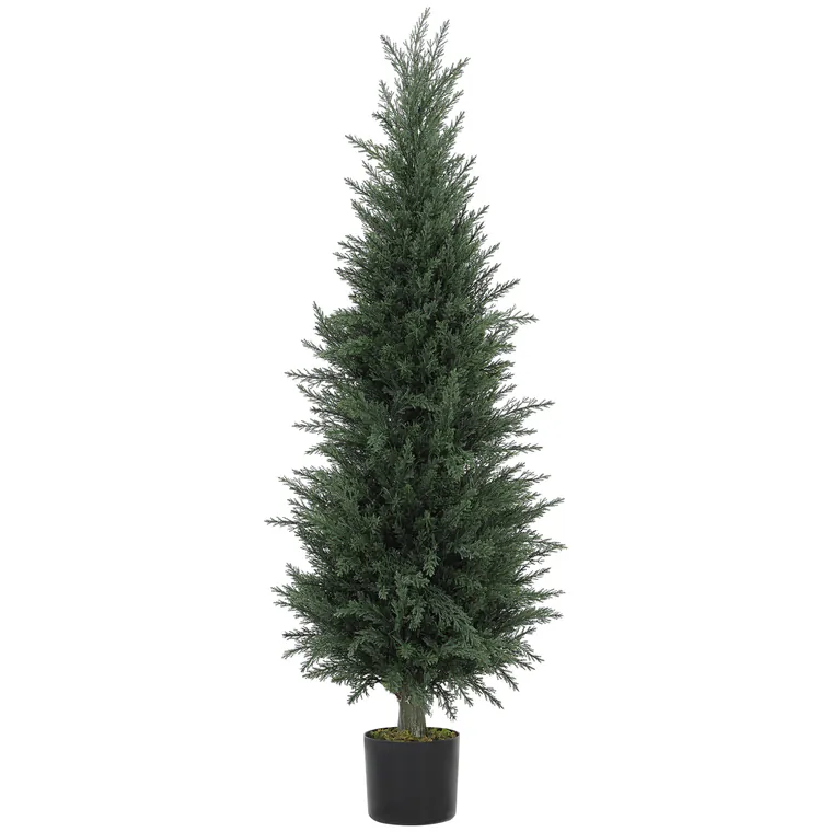 HOMCOM Chiparos artificial, 638 frunze din plastic, cu ghiveci, rezistent la UV, Verde | Aosom Romania