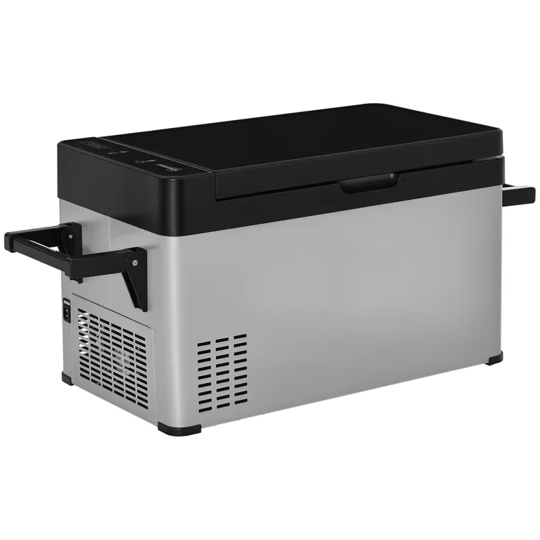 Outsunny Cutie Frigorifică Auto 50L cu Afișaj LCD 2 Moduri Compresor Frigider Auto cu Mânere Navă Camper Călătorie 12/24V DC și 110-240V AC Gri+Negru | Aosom Romania