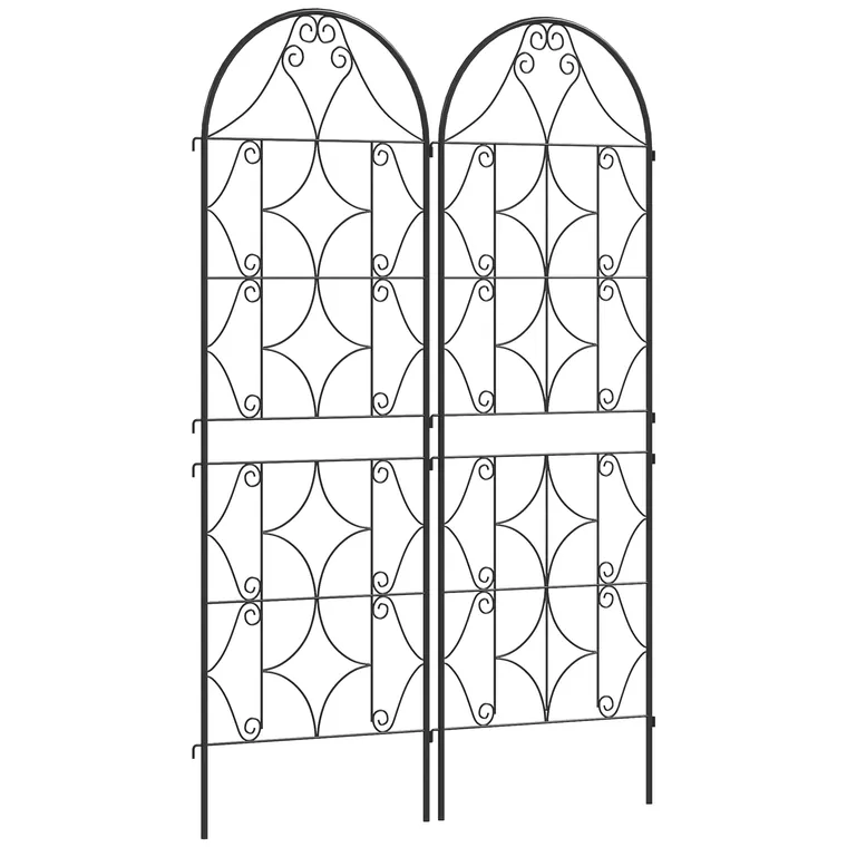 Outsunny Suport pentru plante cățărătoare cu model lot de 2 treic de grădină pentru vițe flori legume metal 50 x 150 cm negru | Aosom Romania