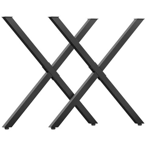 HOMCOM Lot de 2 picioare de masă în formă de cruce 70 x 72 cm design industrial pentru masă de cafea masă de noapte negru | Aosom Romania