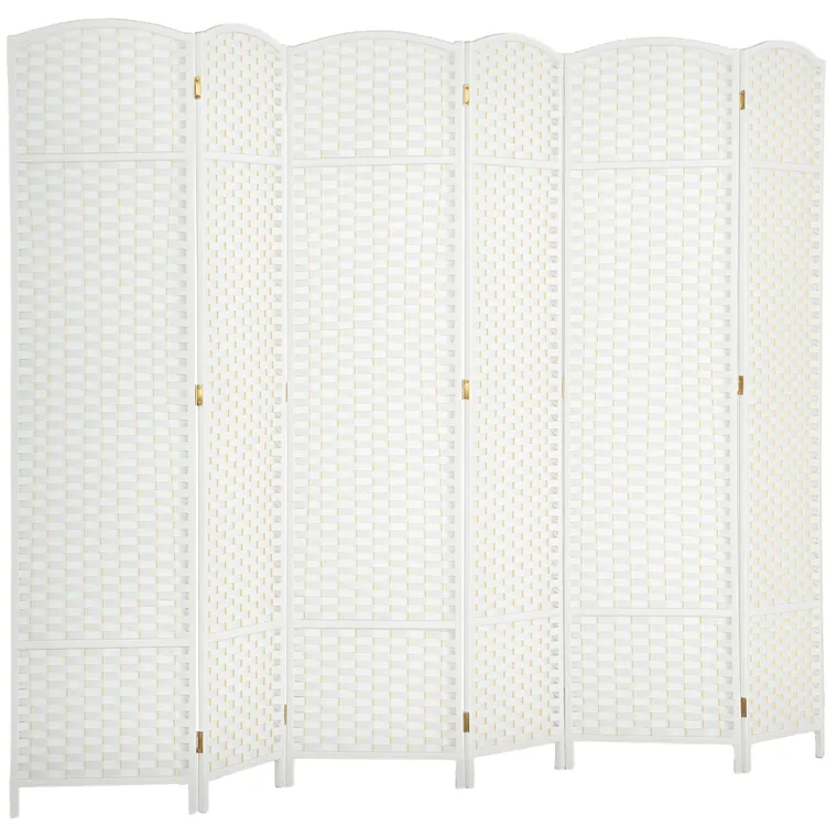 HOMCOM Separator de cameră 6 părți pliabil perete de intimitate perete de separare pentru sufragerie dormitor birou acasă Alb | Aosom Romania