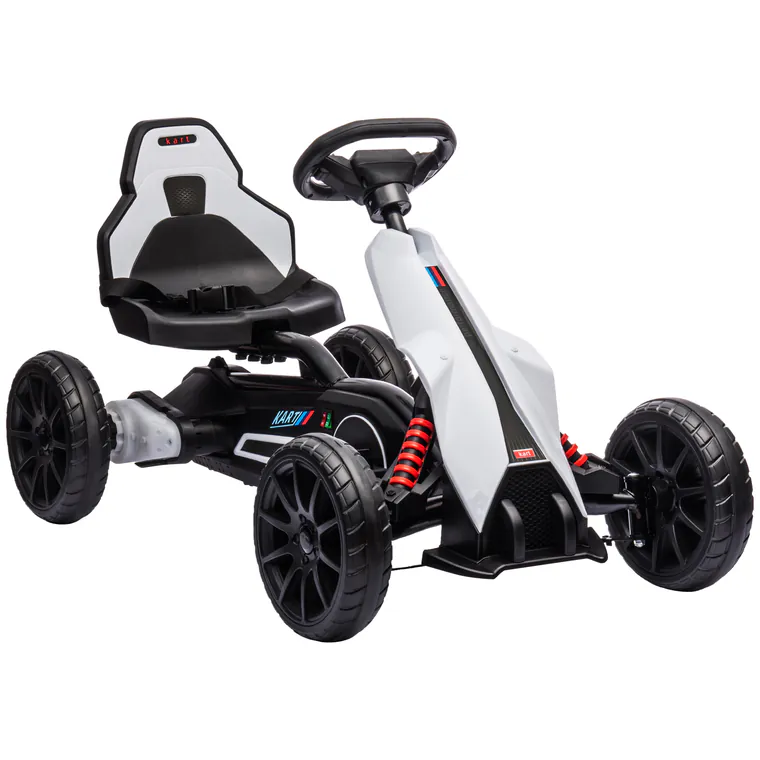 HOMCOM Kart electric pentru copii 12V - Viteză reglabilă 3-5km/h pentru copii de 3-8 ani - scaun reglabil - alb | Aosom Romania