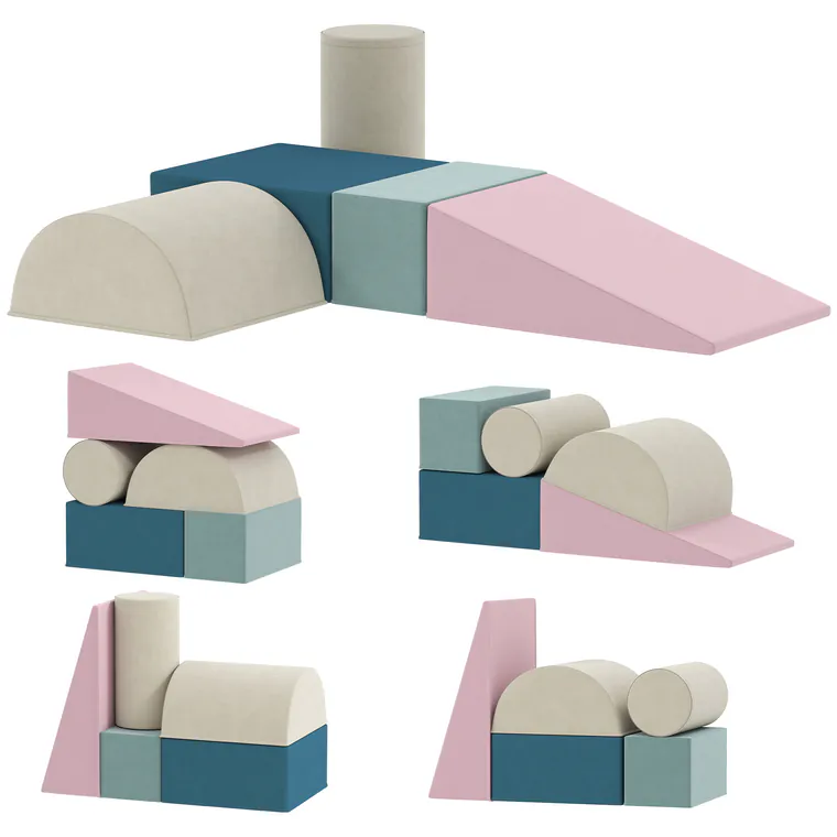 AIYAPLAY Set de 5 blocuri din spumă pentru bebeluși și copii mici, pentru construit, jucat, cățărat, set interior, spumă, Multicolor | Aosom Romania