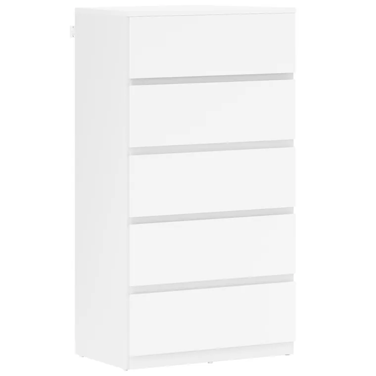 HOMCOM Comodă Sideboard Sertar, 5 sertare, 55 cm x 34 cm x 100 cm, Alb | Aosom Romania