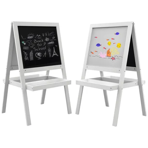 AIYAPLAY Tablou eculet copii 2 în 1 față ardezie magnetică și față tablou negru cu cretă alb | Aosom Romania