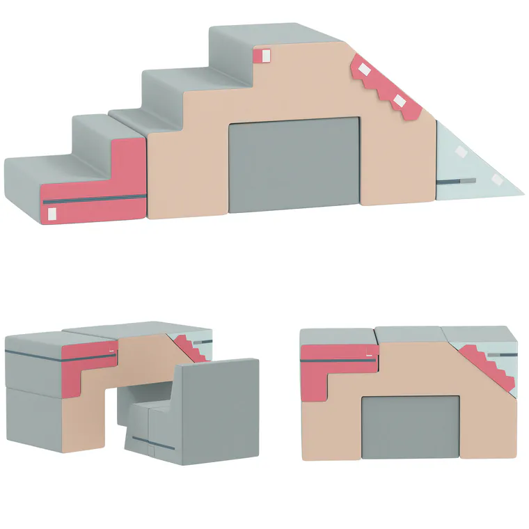 AIYAPLAY Set de 2 blocuri moi pentru copii mici, piele artificială, spumă, pentru cățărare, construcție, joacă, colorat | Aosom Romania