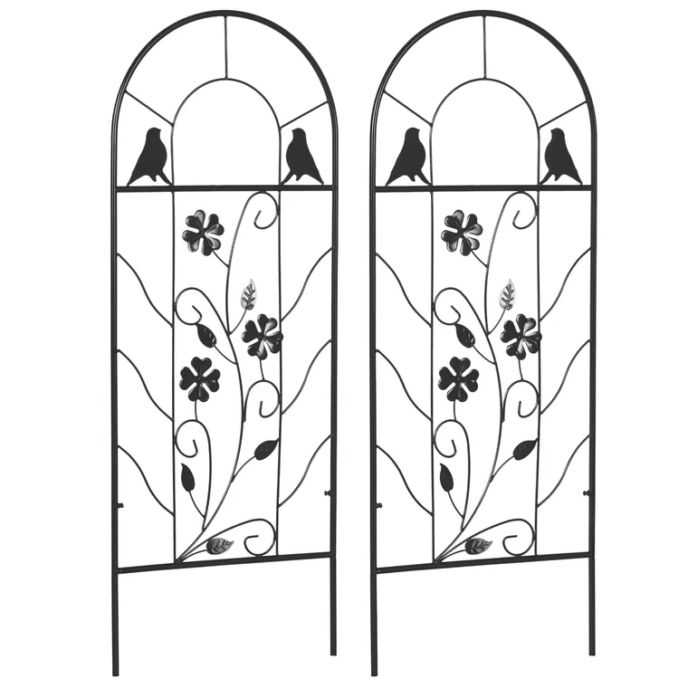 Outsunny Treillis de jardin lot de 2 suport pentru plante agatatoare din metal - 38 x 98 cm negru | Aosom Romania