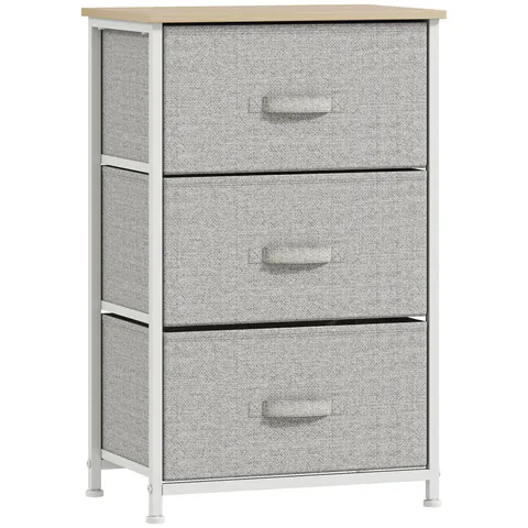 HOMCOM Mobilier de depozitare șifonier modern 3 sertare din material textil, cadru din oțel și placă de particule, 45 x 30 x 71 cm, gri | Aosom Romania