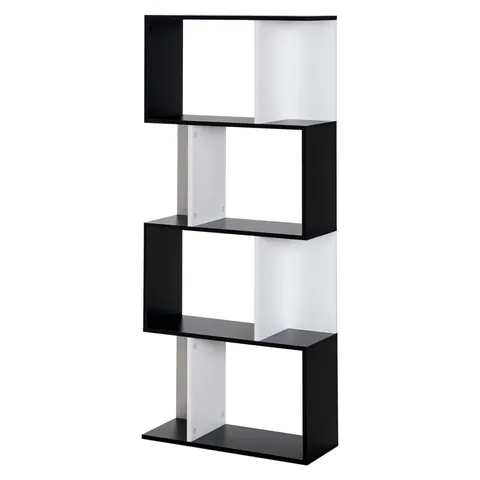 HOMCOM Bibliotecă Rafturi Mobilier Depozitare Design Contemporan în S 4 rafturi 60L x 24l x 148H cm Negru Alb | Aosom Romania