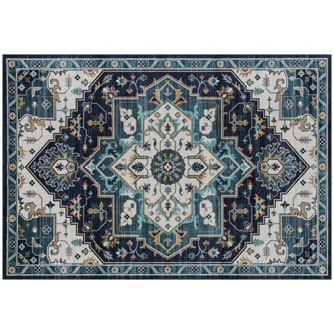 HOMCOM Covor Boho Antiderapant și Lavabil cu Fir Scurt 230x160cm Multicolor | Aosom Romania