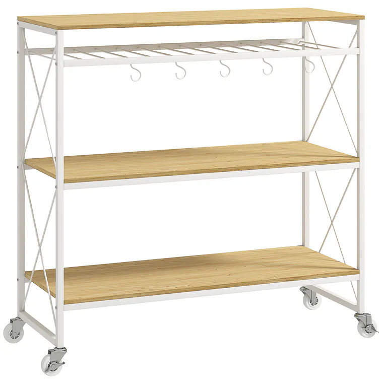 HOMCOM Cărucior Multifuncțional cu 4 Nivele cu Suport pentru Sticle și 5 Cârlige Detașabile | Aosom Romania