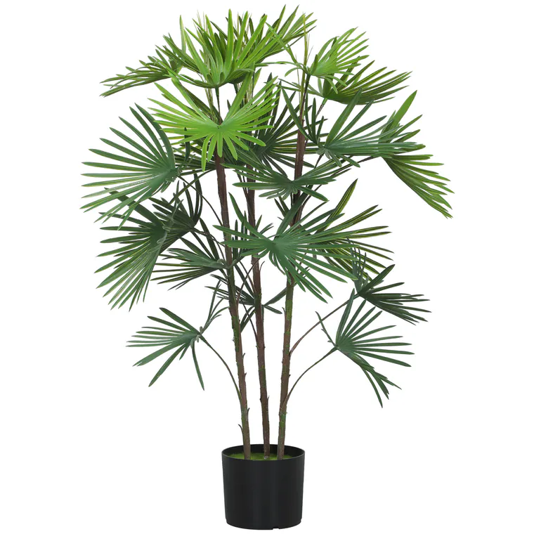 HOMCOM Plantă artificială de 90 cm din plastic verde cu ghiveci de Ø16.5x13.5 cm | Aosom Romania