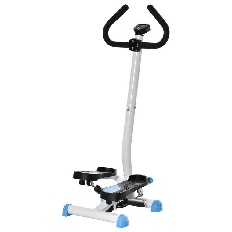 HOMCOM Stepper cu Mâner și Monitor LCD, Stepper pentru Fitness Acasă cu Pedale Antiderapante, 55x44x108 cm, Alb | Aosom Romania