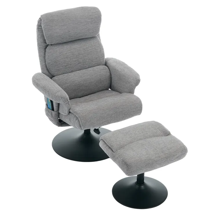 Fotoliu de relaxare cu funcție de înclinare și masaj în 5 puncte, Gri | Aosom Romania